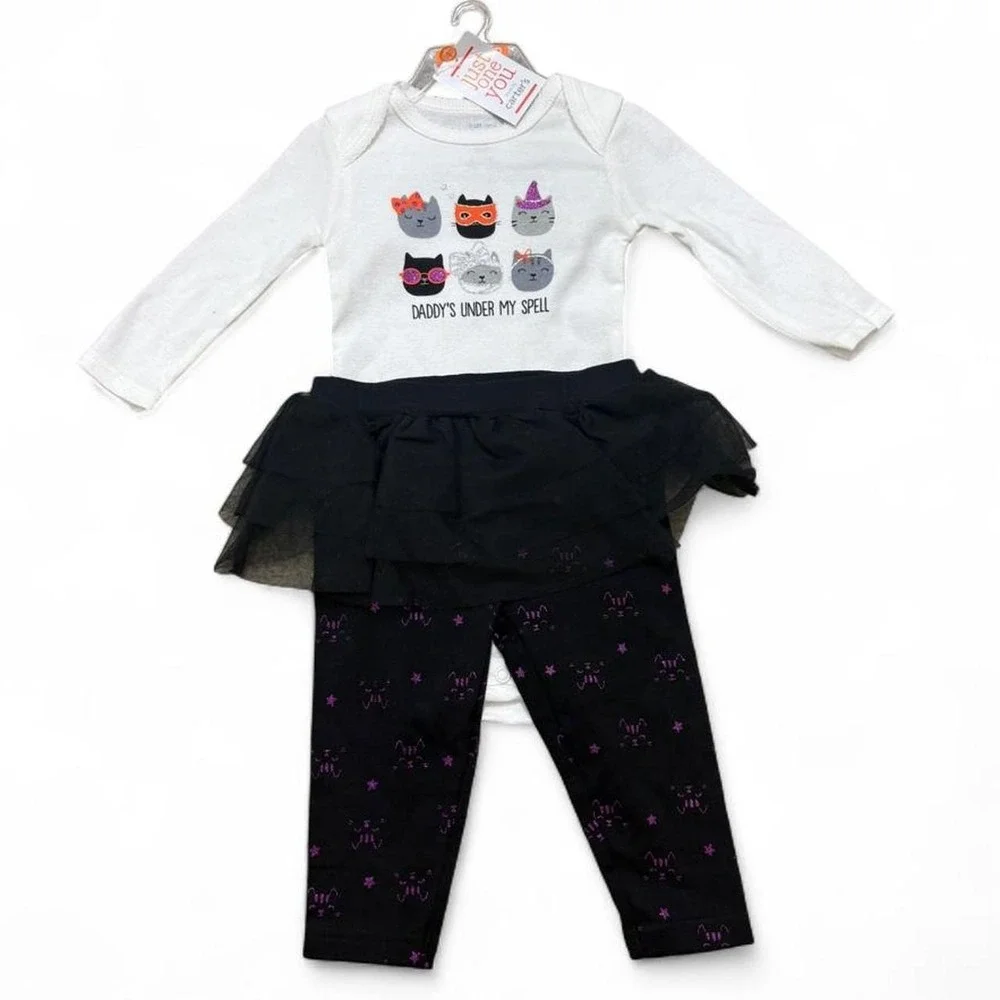 2pc Carter's Halloween Tutu Leggings Set - Daddy's Under My Spell size 6M